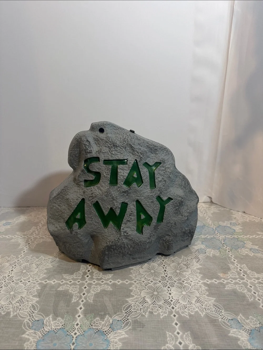 Halloween Laughing Motion Activated Stay Away Lighted Warning Rock Prop